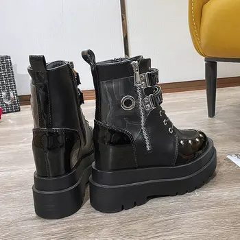 

Platform High Ladies Boots 2020 Fashion Thick Soles Black Boots Wedge Shoes Women Winter High Heeled White Boots