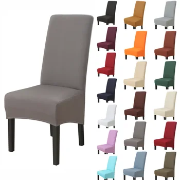 

1/2/4pc Big Chair Cover Solid Color Elastic Seat Chair Covers Stretch High King Back Slipcovers For Dining Wedding Banquet Hotel
