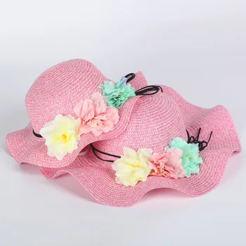 

Parent And Child Straw Hat College Style Straw Hat CHILDREN'S Straw Hat Fashion Mother & Daughter Big Brim Beach Women's Sun-res