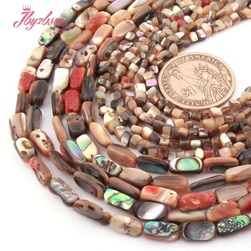 

4x10-5x11mm Irregular Multicolor Abalone Shell Stone Beads for DIY Accessories Charms Necklace Bracelet Jewelry Making 15"