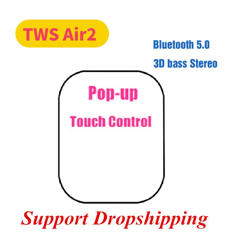Copy Air2 Tws Bluetooth Earphone copy 1 1 Wireless Headphones GPS Change Name Earbuds With Mic Wireless Charging Sport Headset