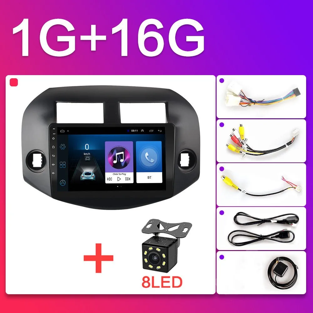 Для Toyota RAV4 2005-2013 автомобильный Радио Мультимедиа Видео плеер навигация gps Android 8,1 GO 2din 10,1 дюймов авто стерео Автомагнитола - Цвет: D-WFI-1G-8LED