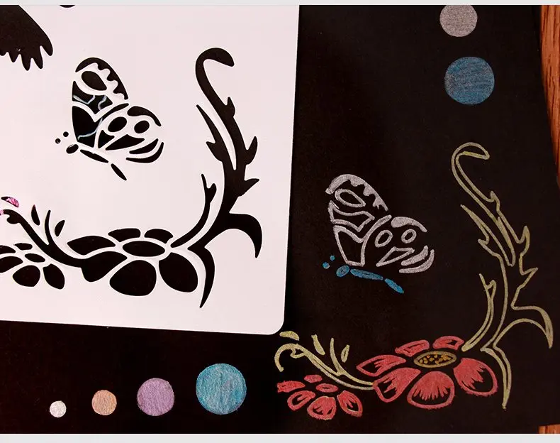 Unisex Drawing Board Plastic Theme Lace Ruler Diy Material Accessories Tools Hollow Painting Template Paste Type Safety