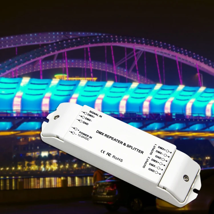 BC-812 DMX Power amplifier 1 to 2 channel output DMX power splitter DMX led controller,DC12V -24V DMX512 Signal power repeater
