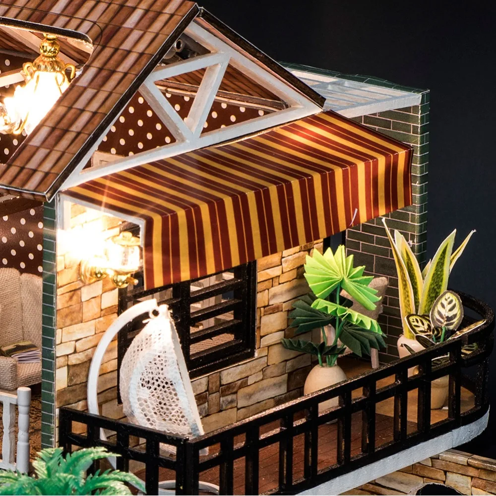 IiE CREATE Dollhouse K035 кофейный домик DIY Kit с подсветкой и пылезащитным покрытием