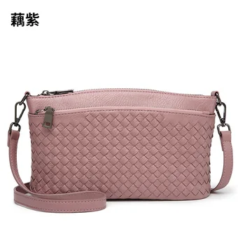 

2020 New Fashion Women Shoulder Bag PU Leather Knitted Handmade Functional Small Crossbody Handbag Female Messenger Sac