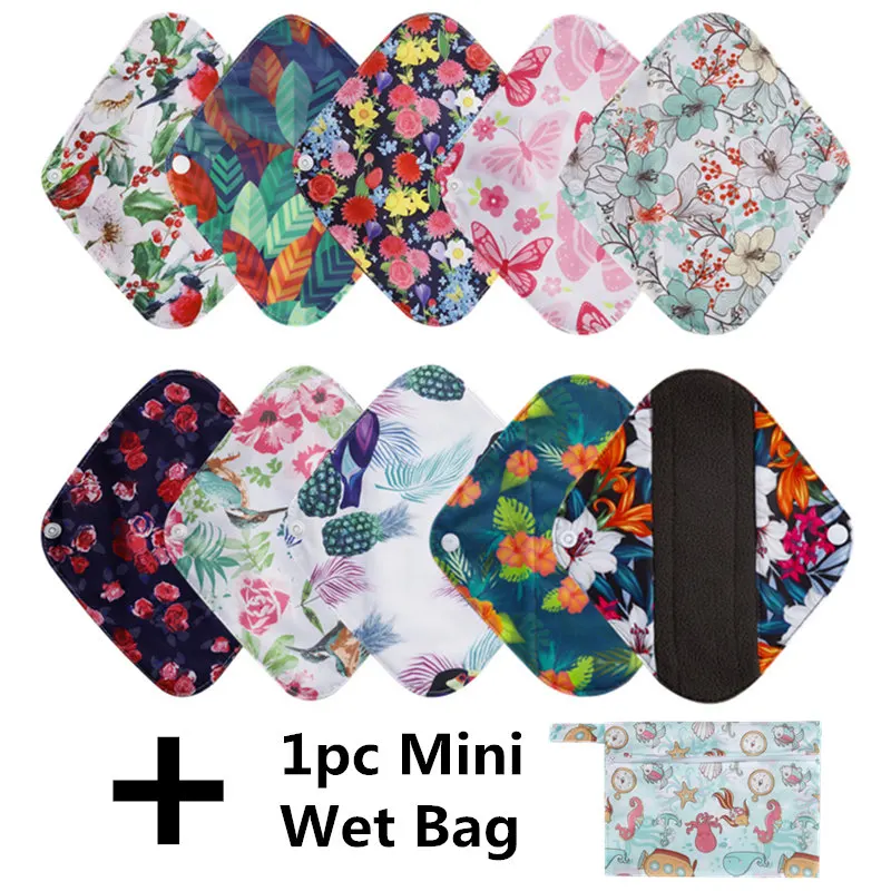 Eco-Friendly Reusable Bamboo Charcoal Sanitary Pads - Set of 10