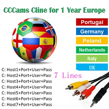 

1year 7LINE Europe Cccams lines Server support DVBS IKS Receptor Satelite Receiver for Europe Cccam Cline with Spain Portugal Ge
