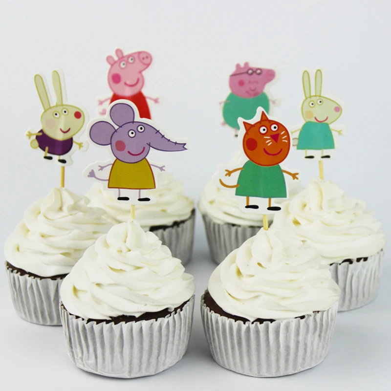 24 шт. Peppa Pig украшение на день рождения торт карты фрукты вставные детские товары для дня рождения свадьбы День рождения игрушки