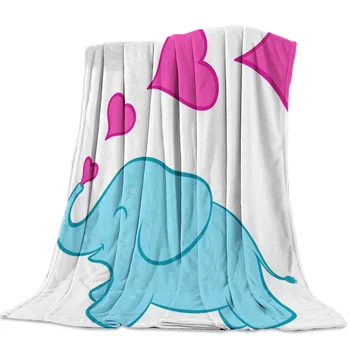 

Kids Throw Blanket Colorful Jungle Animals Themed Animal Blue Elephant Love Child
