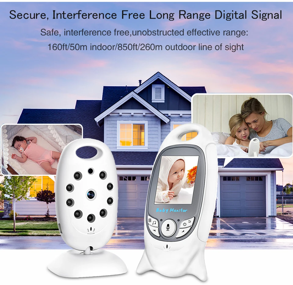 Babycam радионяня s vb601 Новинка 2,0 дюймов lcd колыбельные монитор температуры 2 способа разговора ИК ночного видения английское меню радионяня