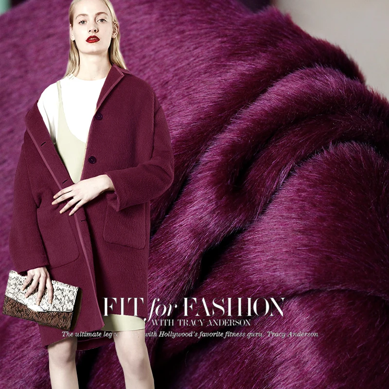 

Purple Red Alpaca Wool the cloth high quality over coating Garment Materials Winter overcoat DIY clothes fabrics Freeshipping