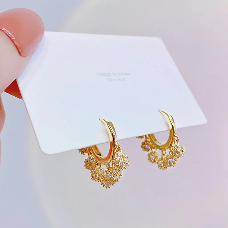 Ins Hot Shine Cz AAA Zircon Exquisite Earrings Temperament Circle Earring Pop Exquisite Luxury Jewelry Simple Classic Earrings