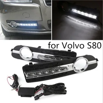 

2 pcs car styling for Volvo S80 2009 - 2013 LED Day light DRL Daytime driving Running Lights Daylight cover yellow turn signal
