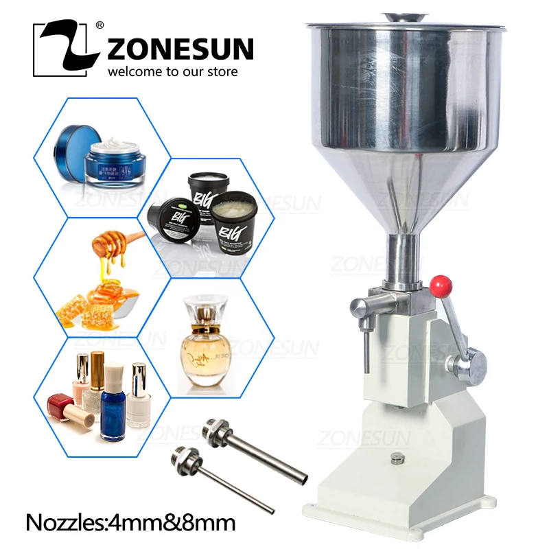 ZONESUN-máquina de llenado Manual de alimentos, equipo de envasado de Pasta Líquida de miel, crema cosmética de uñas pulidas, champú, zumo