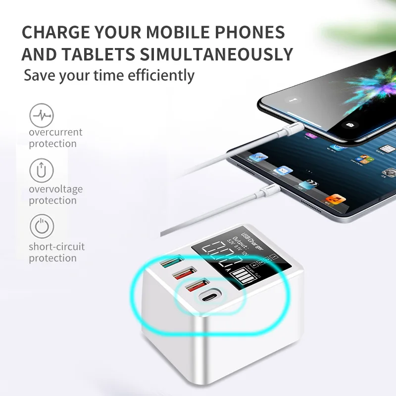 IHaitun 30 Вт Настенный 4 порта PD type C USB зарядное устройство QC 3,0 светодиодный дисплей дорожная док-станция быстрое зарядное устройство для Samsung S10 для iPhone 11