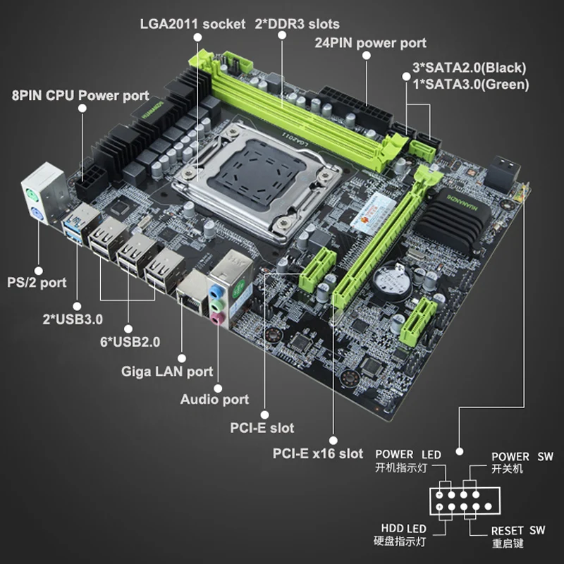 Компьютер HUANANZHI X79 LGA2011 материнская плата ЦП RAM combos Intel Xeon E5 2660 SROKK (1*8G)8G Память DDR3 RECC