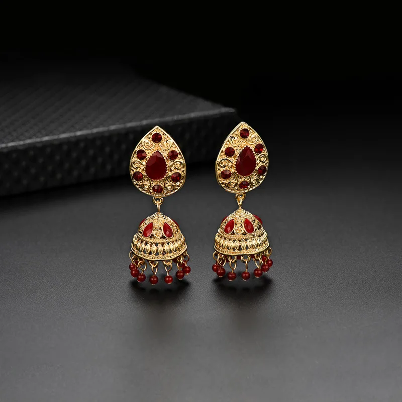 Серьги с коралловыми бусинами индийские Jhumki Jhumka ручной работы Тайланд Будда