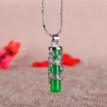 

Natural 925 Silver Inlay Malay Jade Pendant Natural Emerald Green Pendant Necklace Send Chain