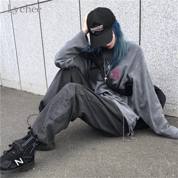 

Lychee Harajuku Vintage Solid Color Women Jogger Pants Drawstring Elastic Waist Female Trousers Casual Chain Autumn Lady Bottoms