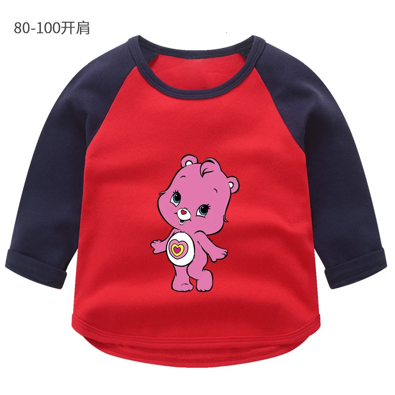 Летнее платье с О-образным вырезом топы для мальчиков и девочек, Care Bears цветные туфли с длинным рукавом для маленьких мальчиков с изображением мультипликационных персонажей для детей футболка для детей - Color: as picture
