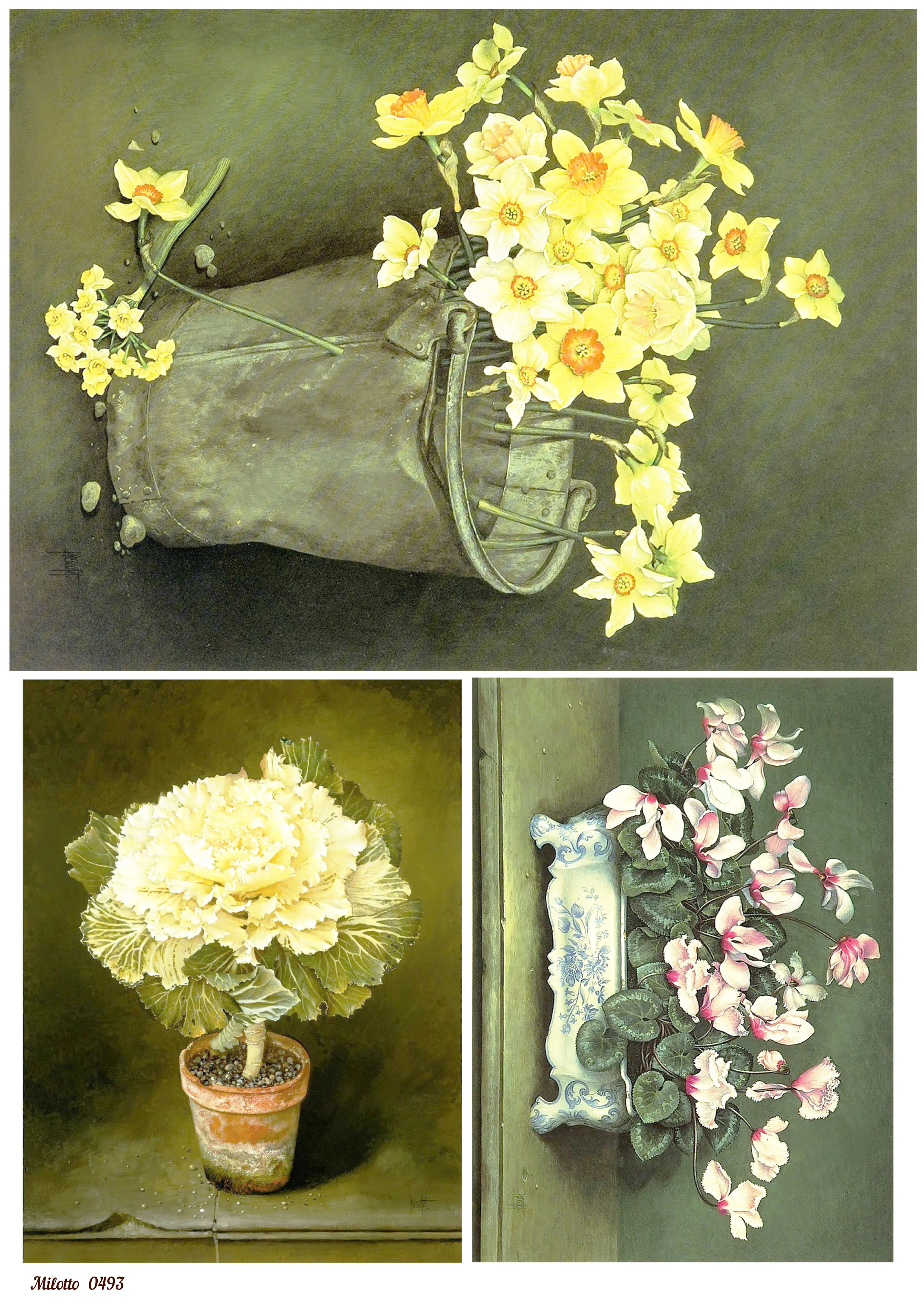 Rice paper for decoupage card napkin A4 0493 Yellow Flowers bouquet Vintage Kraft DIY | Дом и сад