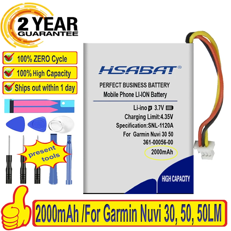Топ-бренд 100% Новый 2000mAh 361-00056-00 Аккумулятор для Garmin Nuvi 30 50 50LM 55LM 55LMT батареи +