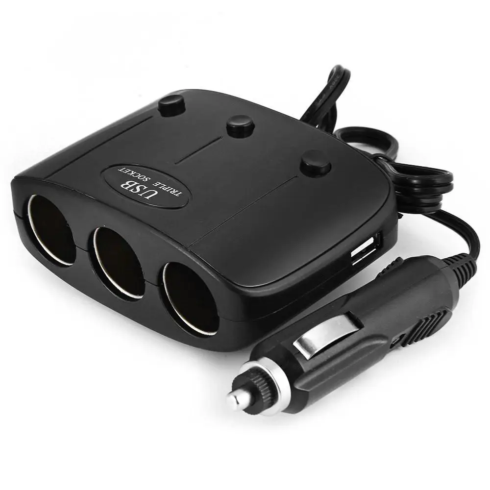 

20pcs 3 Ways Car Auto Cigarette Lighter Sockets Splitter Power Adapter Dual USB Charger For Iphone Samsung smart phone
