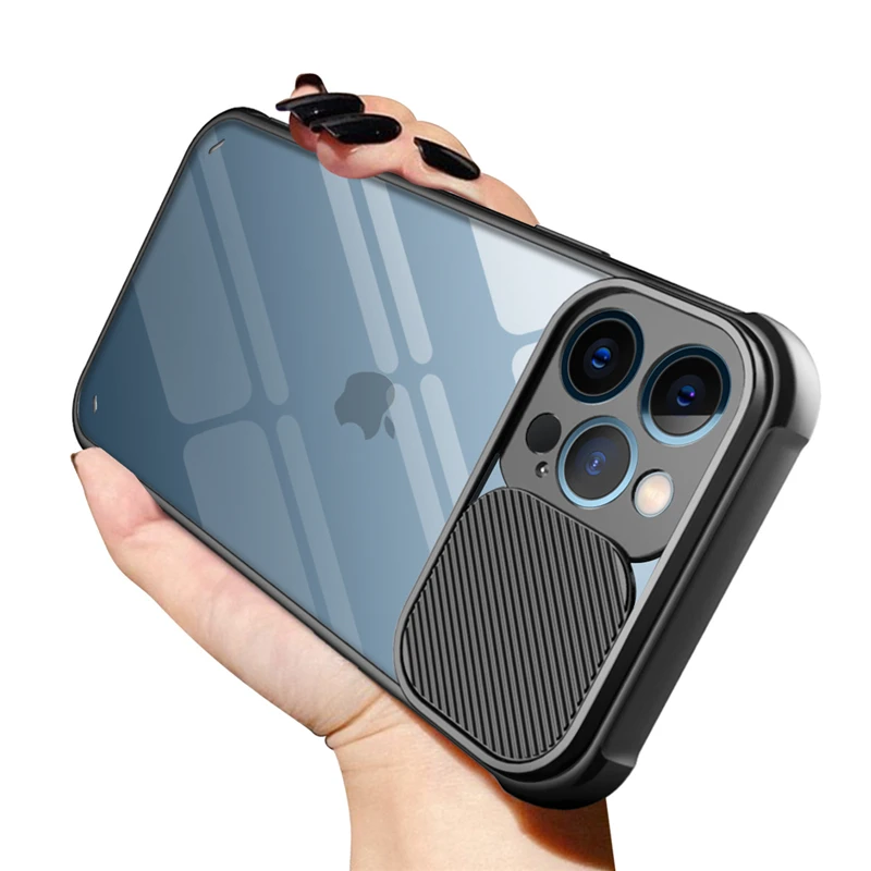 Slide Camera Lens Protection Case For iPhone 11 12 13 Mini Pro XS Max X XR 6 6S 7 8 Plus SE2 Transparent Shockproof Bumper Cover | Мобильные