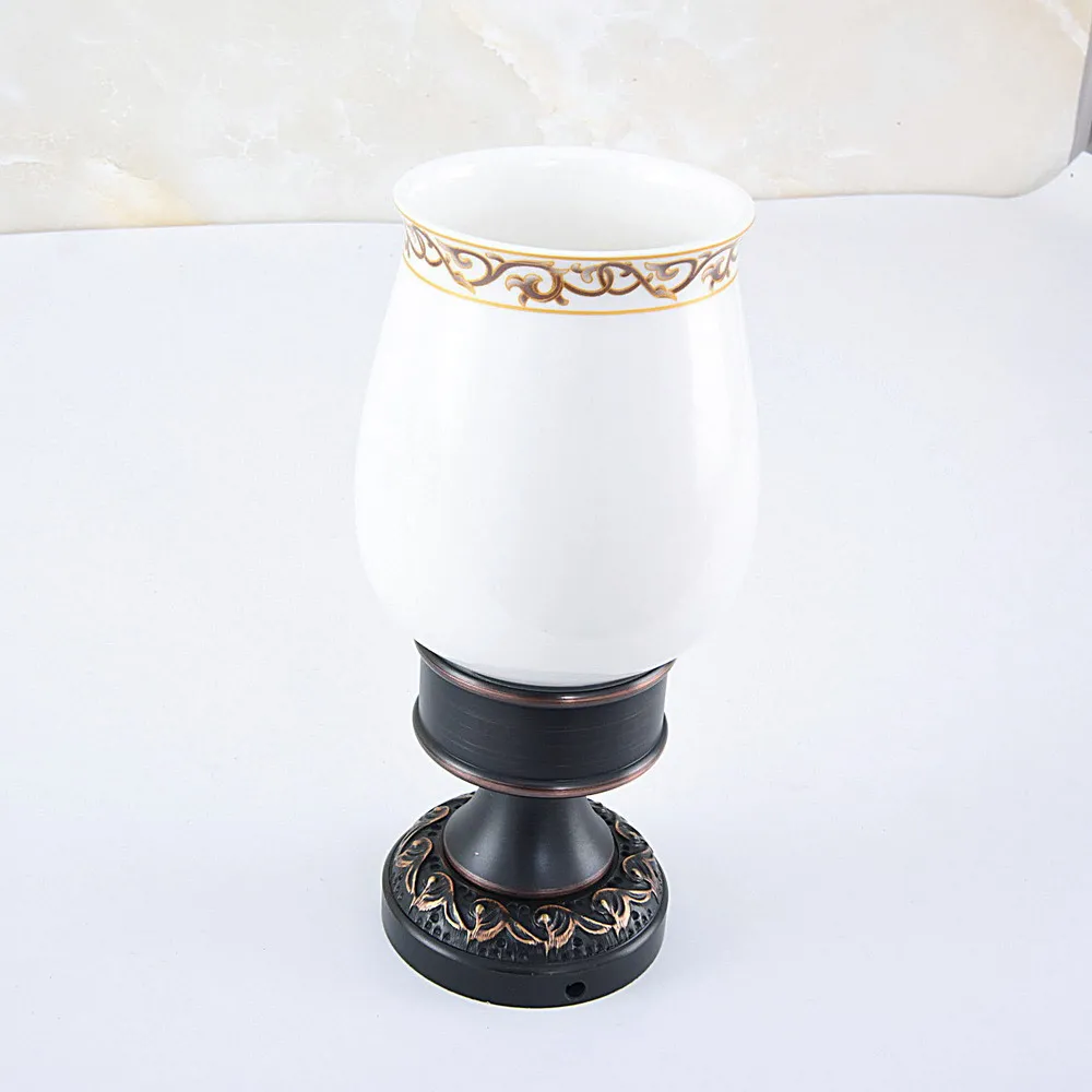 Single Cup Holder(2) Набор аксессуаров для ванной, черный крючок для халата, вешалка для полотенец, барная полка, держатель для бумажной ткани, держатель для зубной щетки, аксессуары для ванной комнаты - Цвет: Single Cup Holder(2)