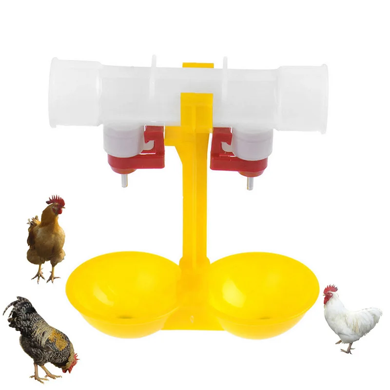 Двойной выход питьевой Висячие цыплята чашки соска Поильник для птиц водяной