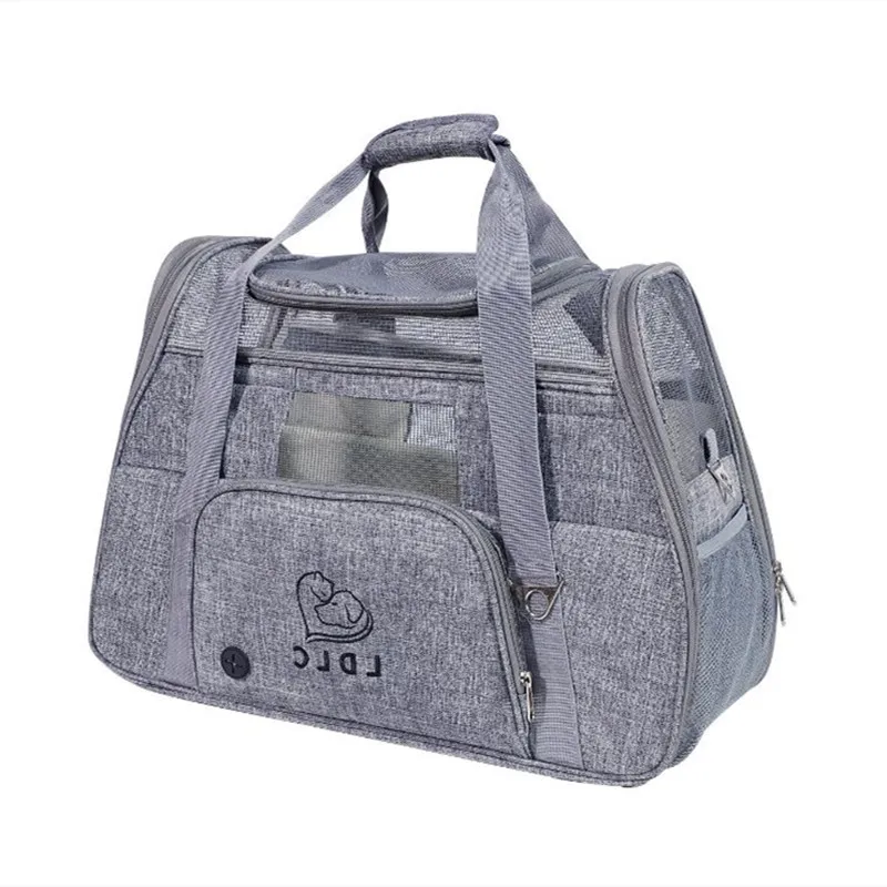 Light Grey Переноска для собак, переноска для путешествий, переноска для домашних животных, портативный рюкзак, дышащая клетка для кошек, дышащая дорожная сумка для маленьких собак, утвержденная в самолете - Цвет: Light Grey