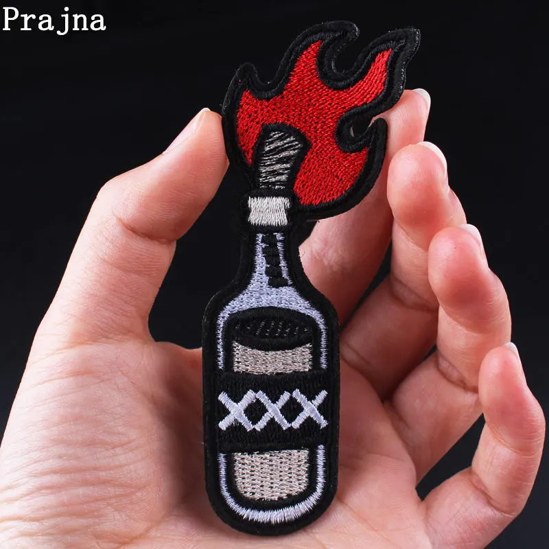 Prajna Punk Patches Embroidery For Clothing Fuel Oil Bottle Iron On Clothes Stripe Badges Apparel Accessories | Дом и сад