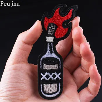 

Prajna Punk Patches Embroidery Patches For Clothing Fuel Oil Bottle Iron On Patches On Clothes Stripe Badges Apparel Accessories