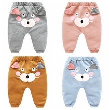 Осенние Хлопковые Штаны для малышей от 0 до 2 лет штаны-шаровары с высокой талией для малышей брюки для новорожденных свободные эластичные штаны для малышей