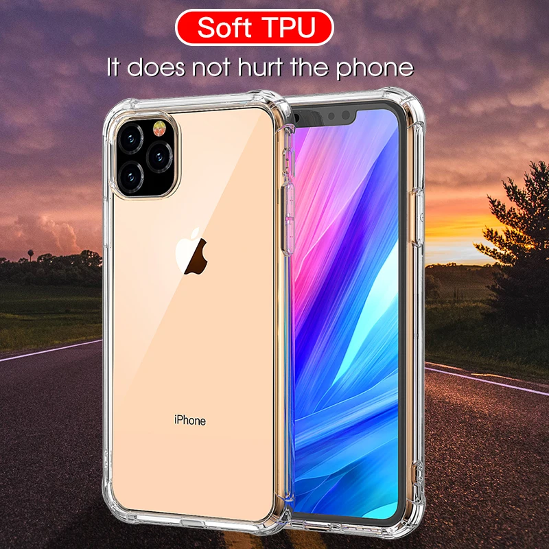 

Four-corner Airbag Shockproof TPU Phone Case For iPhone 11 Pro Max XS XR X Clear Protective Back Cover For 11Pro XsMax 11
