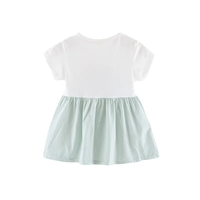 New Baby Girl Dress Fake 2 Piece Letter Print Short Sleeve Hot Sale Summer Cotton Sundress Straps Dress