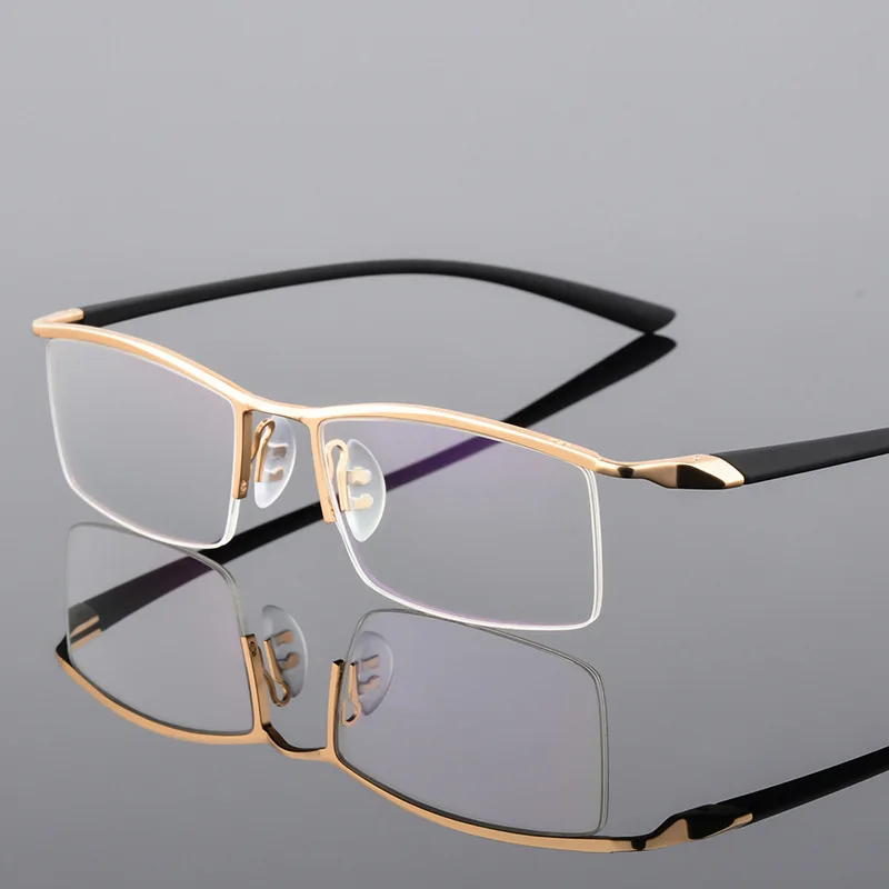 Zerosun Фирменная оправа для очков Для мужчин солнцезащитные очки оттенки полуоправы мужские очки для рецепта широкая лицевая сторона выпускник - Цвет оправы: Золотой