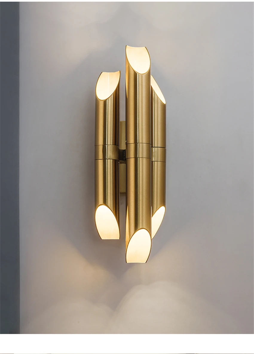 Post-modern Luxury Bronze Gold Wall Lamps Nordic Hotel Mirror Headlights Living Room Bedroom Hallwall Sconce Wall Lights Fixture