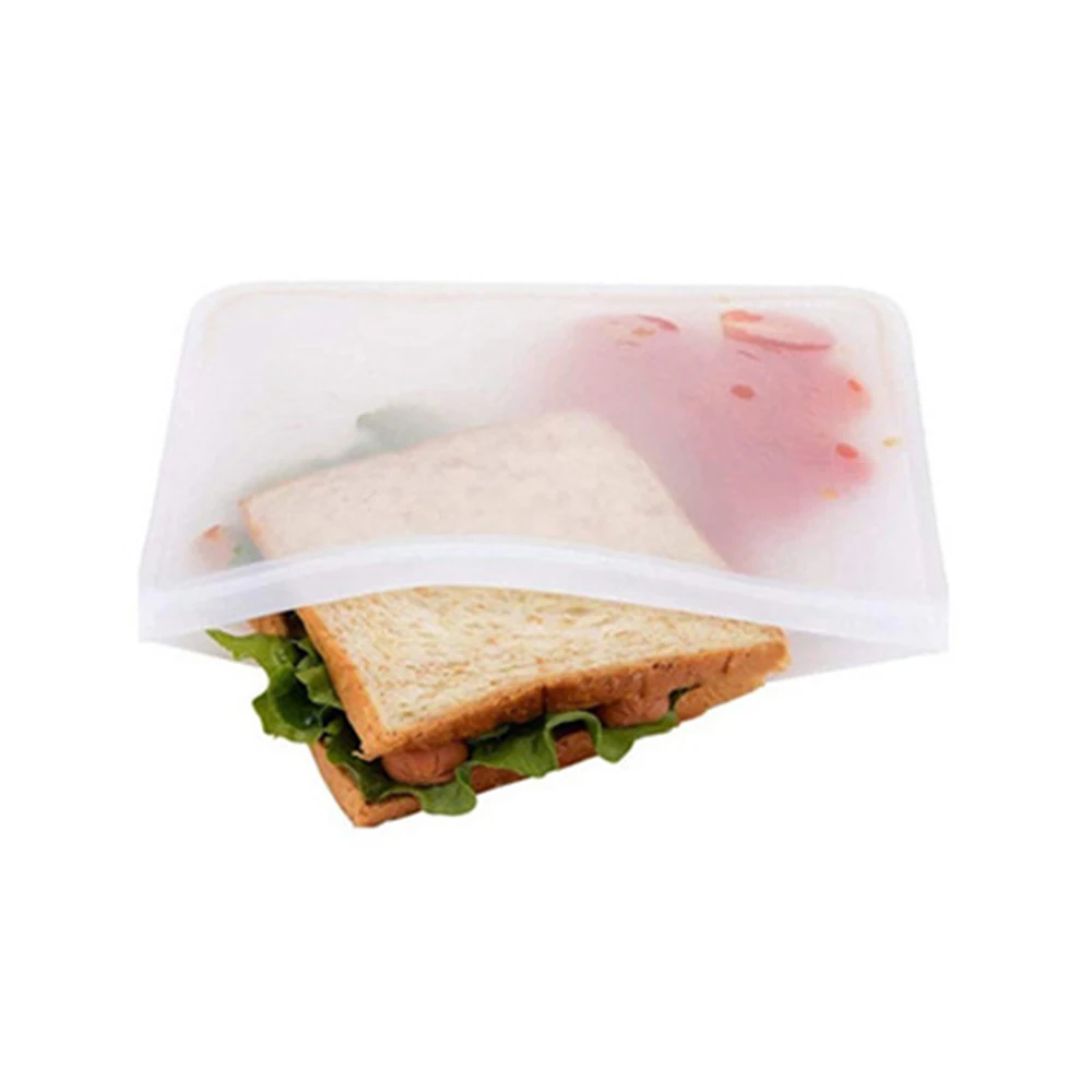 Household 12pcs Silicone Food Storage Containers Leakproof Containers Reusable Stand Up Zip Shut Bag Cup Fresh Bag Storage Bags