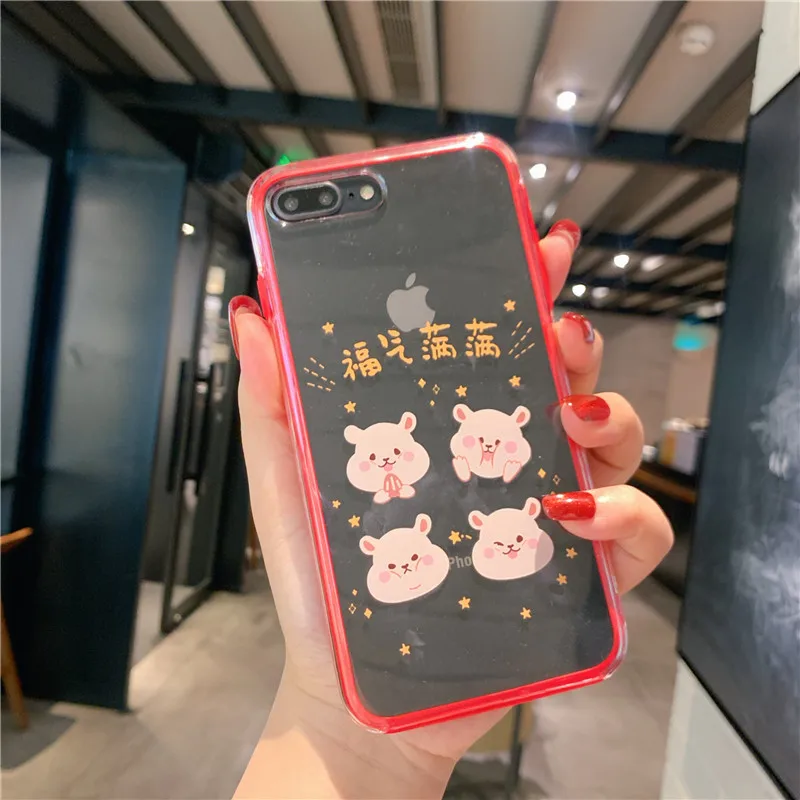 Для iPhone 11 pro Max чехол для телефона с мультяшным медведем+ пленка для экрана из закаленного стекла для iPhone X XS Max XR 7 8 6s Plus прозрачный чехол