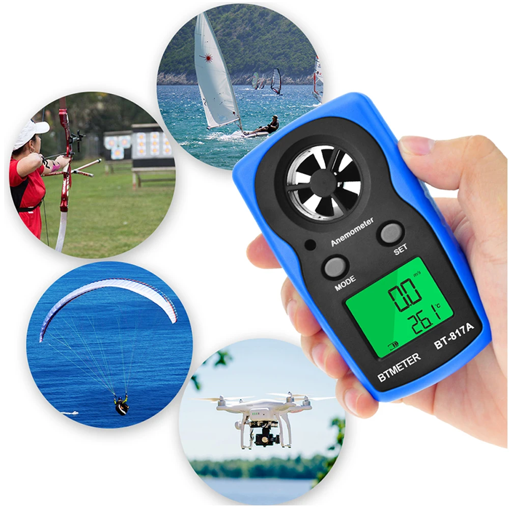 

BTMETER BT-817A LCD Wind Speed Meter Digital Handheld Anemometer Air Velocity&Temperature Measurement for HVAC