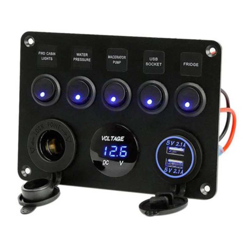 Автомобильный переключатель синяя розетка прикуривателя двойной USB DC 12 V/24 V 5V 2.1A+ 2.1A напряжение