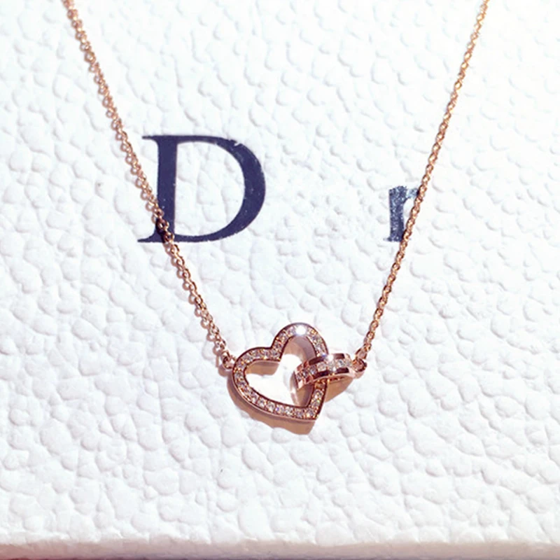High Quality Fashion Design Heart Buckle Chain Necklace for Women AAA Cubic Zircon Temperament Clavicle Chain Kolye Accessories