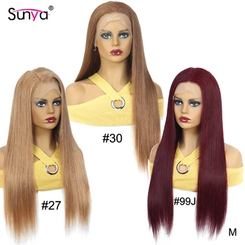 

Pre Plucked 13x4 Lace Frontal 100% Human Hair Wigs With Baby Hair Straight Remy Hair Brazilian Lace Front Wigs 150 Density Sunya