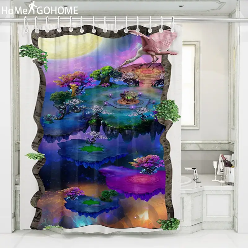 Омбре декор для ванной душ занавеска 3D Psychedelic Звездная ночь пейзаж для ванной занавеска s полиэстер Водонепроницаемый моющийся - Цвет: SC280