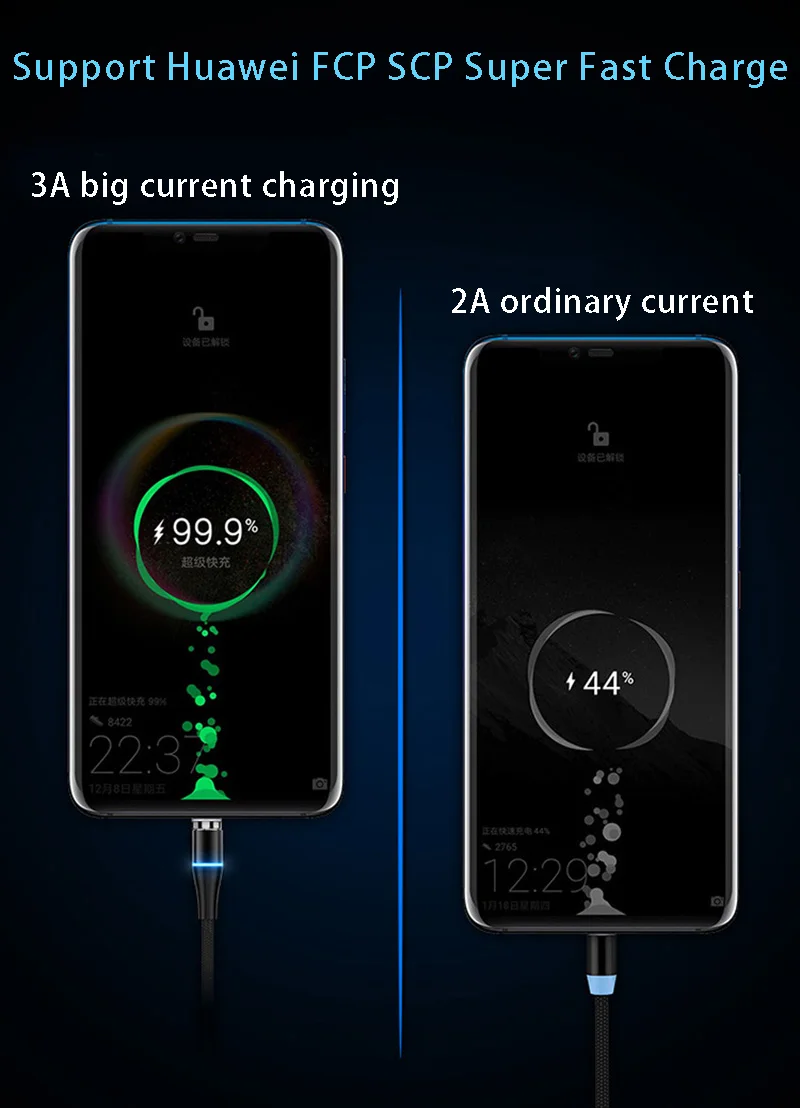 Магнитный кабель 3A для быстрой зарядки 3,0 Micro USB зарядное устройство type C Быстрая зарядка для samsung S8 huawei iPhone магнитные телефонные кабели 1 м 2 м