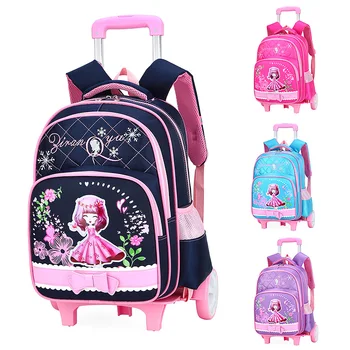 

2019 new child Cartoon schoolbag Climb the stairs children backpack student travel luggage rolling trolley case girl schoolbag