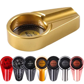 

Metal Cigar Ashtray Portable Travel Cigarette Ashtrays Pocket Outdoor Car Ash Tray W/ Cigar Holder Fit Cohiba AccessoriesJF-044