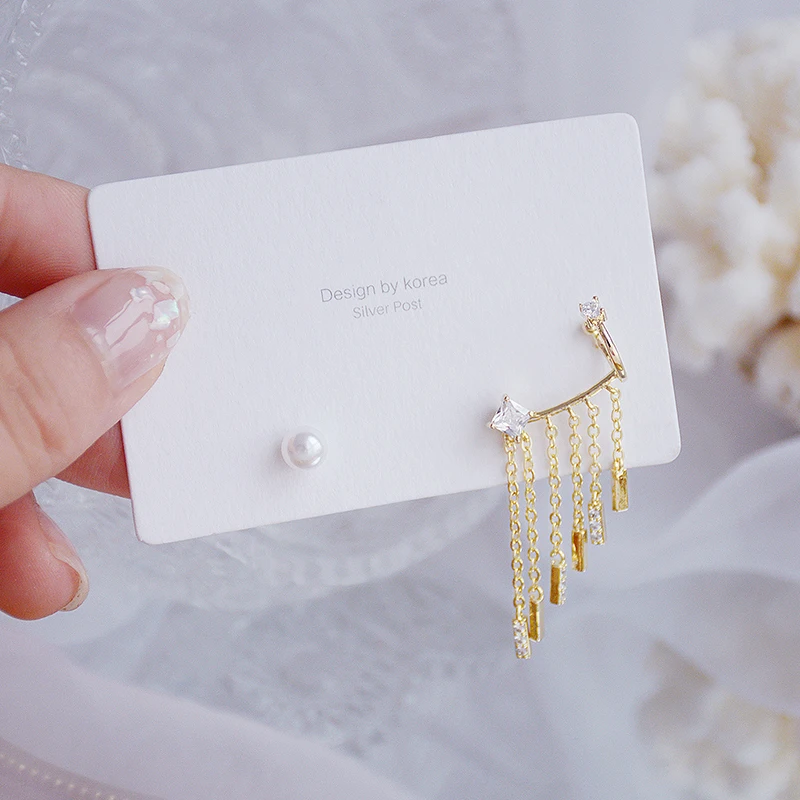 Luxury Temperament Bling Zircon Tassel Earring for Women 14k Real Gold Earclip Charm Wedding Engagement Clip Earring Jewelry - Image 3